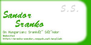 sandor sranko business card